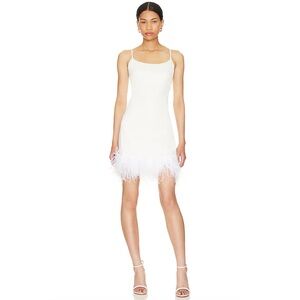 Commando Faux Leather Spaghetti A-line Dress with
Feathers in White NWT